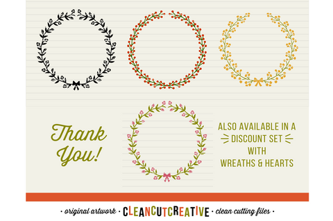 Set of 7 Floral Laurels - floral leaf circle frames - SVG cut files SVG CleanCutCreative 