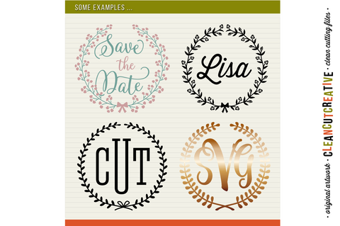 Set of 7 Floral Laurels - floral leaf circle frames - SVG cut files SVG CleanCutCreative 