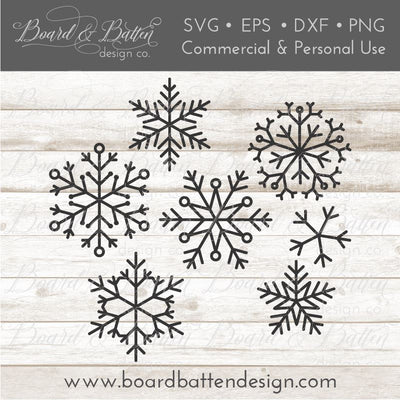 Set of 7 Snowflakes SVG Bundle SVG Board & Batten Design Co 