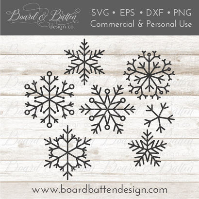 Set of 7 Snowflakes SVG Bundle SVG Board & Batten Design Co 