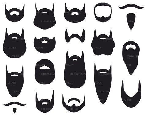 Set of beard silhouettes SVG TribaliumArtSF 