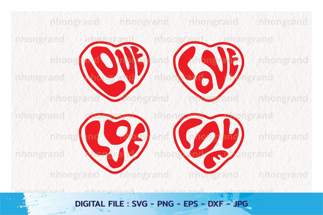 set of love freehand with heart Silhouette, PNG SVG File, Digital Download SVG nhongrand 