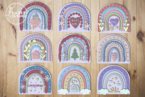 SET of RAINBOWS Multilayer Laser Cut Files, Mandala, Round SVG, 3D Designs, Mini Design Bundles SVG LaserCutano 