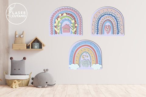 SET of RAINBOWS Multilayer Laser Cut Files, Mandala, Round SVG, 3D Designs, Mini Design Bundles SVG LaserCutano 