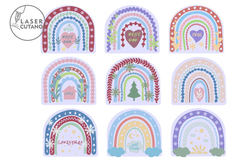 SET of RAINBOWS Multilayer Laser Cut Files, Mandala, Round SVG, 3D Designs, Mini Design Bundles SVG LaserCutano 