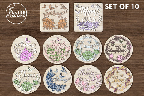 Set of Signs Multilayer Laser Cut Files, Mandala, Round Sign SVG, 3D Designs, Mini Design Bundles SVG LaserCutano 