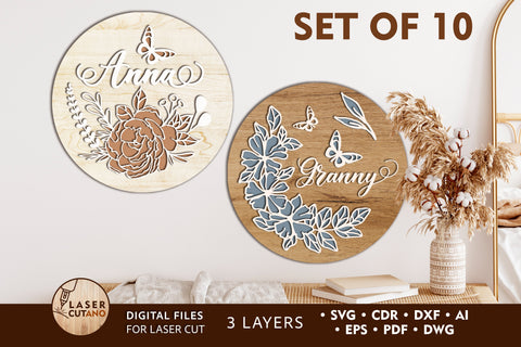 Set of Signs Multilayer Laser Cut Files, Mandala, Round Sign SVG, 3D Designs, Mini Design Bundles SVG LaserCutano 