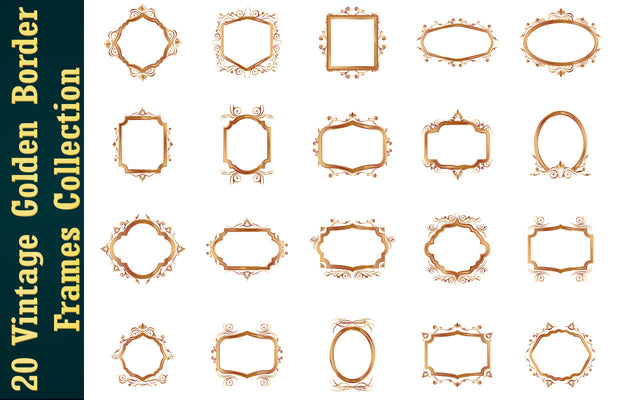 Set of Vintage Golden frames and borders collection SVG naemmiah021 