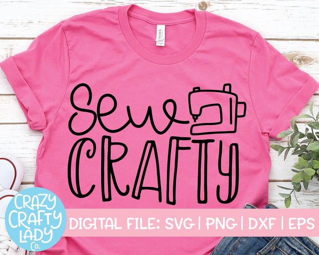 Sew Crafty | Sewing SVG Cut File SVG Crazy Crafty Lady Co. 