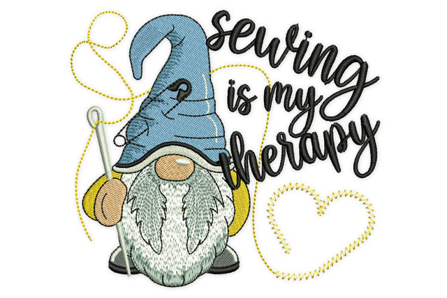 Sew Gnome Embroidery Design, Sewing is my Therapy Embroidery Designs Embroidery/Applique DESIGNS NextEmbroidery 
