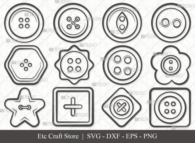 Sewing Button Outline SVG Cut File | Button Svg | Craft Button Svg | Tailor Svg | Seamstress Svg | Sewing Svg | Sewing Button Svg Bundle SVG ETC Craft 