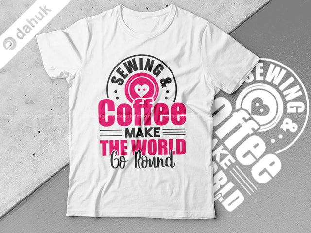 Sewing & Coffee Make The World Go Round SVG, Make The World Go Round SVG, Cut file, for silhouette, cricut design space, vinyl cut files SVG dahukdesign 