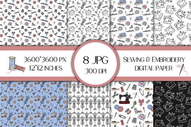 Sewing & Embroidery Digital Papers Pack | JPG Patterns Digital Pattern AnnaViolet_store 