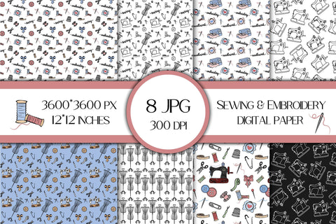 Sewing & Embroidery Digital Papers Pack | JPG Patterns Digital Pattern AnnaViolet_store 