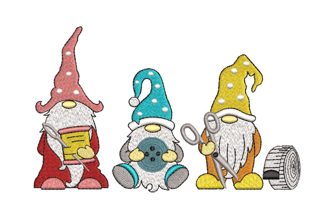 Sewing Gnomes embroidery design, tailor gnomes embroidery, 4 sizes, instant download. Embroidery/Applique DESIGNS ArtEMByNatalia 