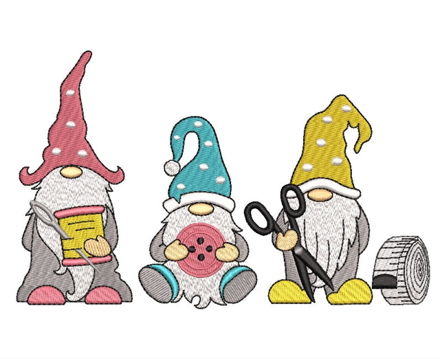 Sewing Gnomes embroidery design, tailor gnomes embroidery, 4 sizes, instant download. Embroidery/Applique DESIGNS ArtEMByNatalia 