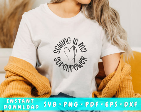 Sewing Is My Superpower SVG, Sewing Quote SVG Cut File SVG HappyDesignStudio 