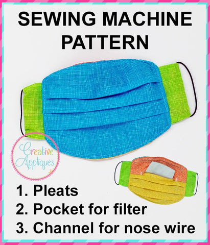 Sewing Machine Face Mask Pattern PDF Instructions Embroidery/Applique DESIGNS Creative Appliques 