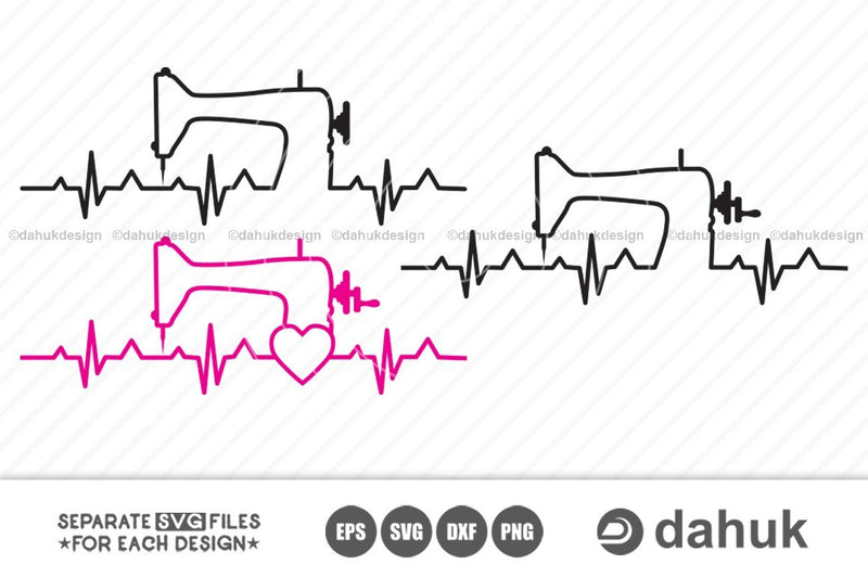sewing machine heartbeat | sewing heartbeat | old sewing heartbeat clipart | sewing heartbeat cuttable design | SVG PNG DXF & Eps Designs SVG dahukdesign 