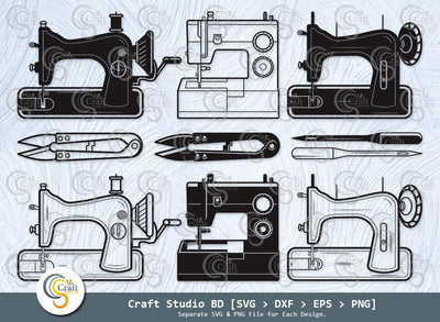Sewing Machine Silhouette, Sewing Svg, Seamstress Svg, Tailor Svg, Thread Svg, Thread Cutter Svg, Sewing Machine Svg Bundle SVG ETC Craft 