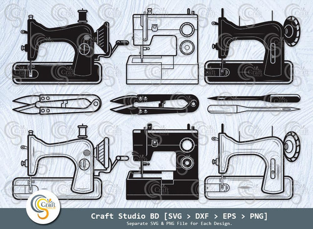 Sewing Machine Silhouette, Sewing Svg, Seamstress Svg, Tailor Svg, Thread Svg, Thread Cutter Svg, Sewing Machine Svg Bundle SVG ETC Craft 