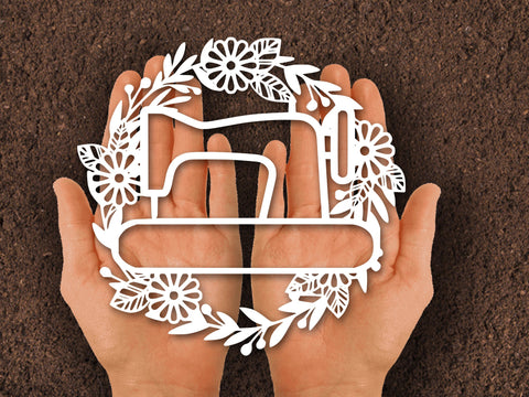 Sewing Machine Wreath Paper cut SVG Johan Ru designs 