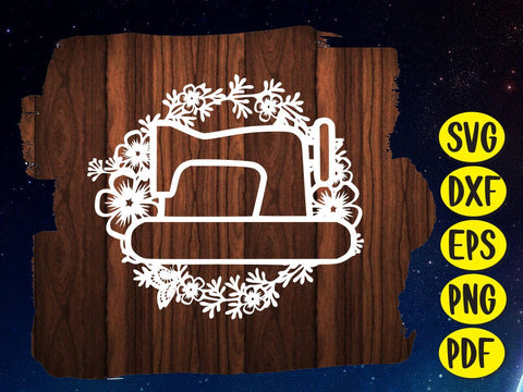 Sewing Machine Wreath Paper cut SVG Johan Ru designs 
