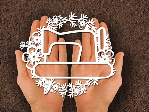 Sewing Machine Wreath Paper cut SVG Johan Ru designs 