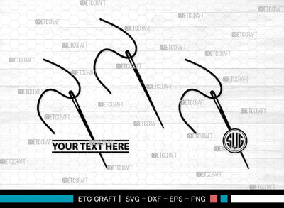 Sewing Needle Monogram, Sewing Needle Silhouette, Sewing Needle SVG, Needle Svg, Needle Thread Svg, Sewing Svg, SB00213 SVG ETC Craft 
