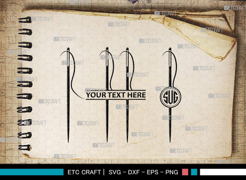Sewing Needle Monogram, Sewing Needle Silhouette, Sewing Needle SVG, Needle Svg, Needle Thread Svg, Sewing Svg, SB00213 SVG ETC Craft 