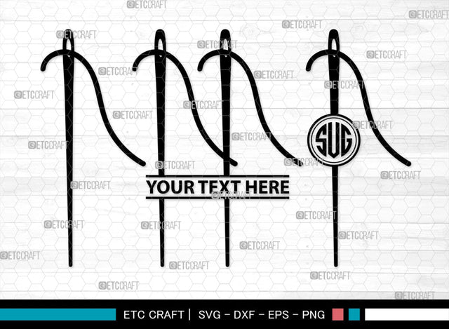 Sewing Needle Monogram, Sewing Needle Silhouette, Sewing Needle SVG, Needle Svg, Needle Thread Svg, Sewing Svg, SB00213 SVG ETC Craft 