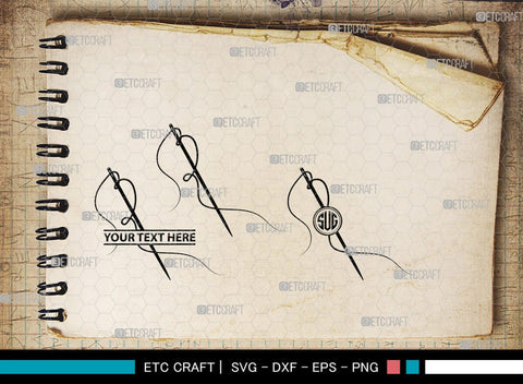 Sewing Needle Monogram, Sewing Needle Silhouette, Sewing Needle SVG, Needle Svg, Needle Thread Svg, Sewing Svg, SB00213 SVG ETC Craft 