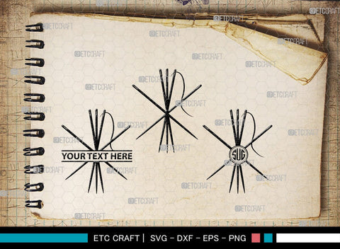 Sewing Needle Monogram, Sewing Needle Silhouette, Sewing Needle SVG, Needle Svg, Needle Thread Svg, Sewing Svg, SB00213 SVG ETC Craft 