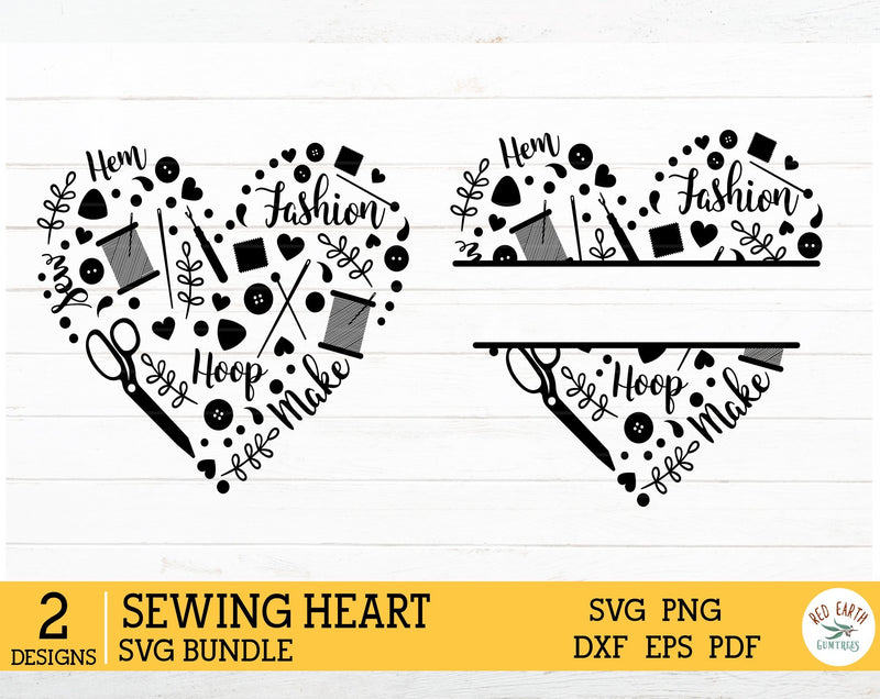 Sewing split monogram frame,sewing heart in SVG,DXF,PNG,EPS SVG Redearth and gumtrees 