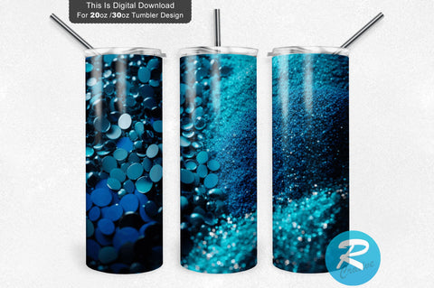 Shades of Blue Glitter 20 oz / 30 oz Tumbler PNG Sublimation Regulrcrative 