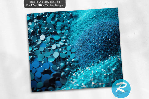 Shades of Blue Glitter 20 oz / 30 oz Tumbler PNG Sublimation Regulrcrative 