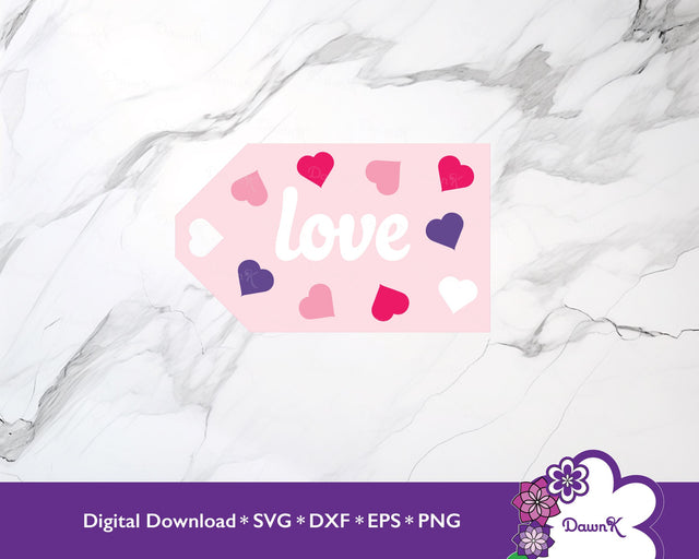 Shades of Pink Love Gift Tag with Hearts SVG - Valentine, Wedding, Anniversary SVG DawnKDesigns 
