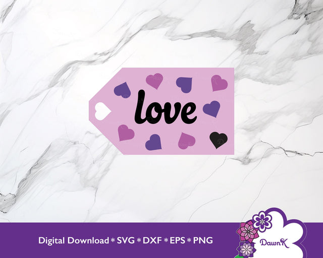 Shades of Purple Love Gift Tag with Hearts SVG - Valentine, Wedding, Anniversary SVG DawnKDesigns 