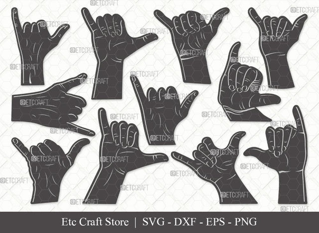 Shaka Brah Silhouette SVG Cut File | Hang Loose Svg | Hands Svg | Finger Svg | Bundle SVG ETC Craft 