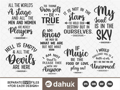 Shakespeare quotes, william shakespeare quotes SVG dahukdesign 