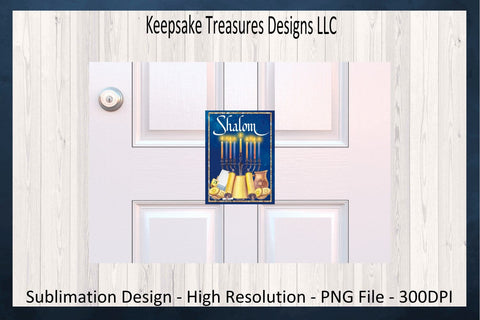 Shalom Garden Flag Template, Hanukkah Door Sign, Shalom Door Flag, Sublimation PNG Design, Wreath Attachment, Digital Download Sublimation Keepsake Treasures Designs LLC. 