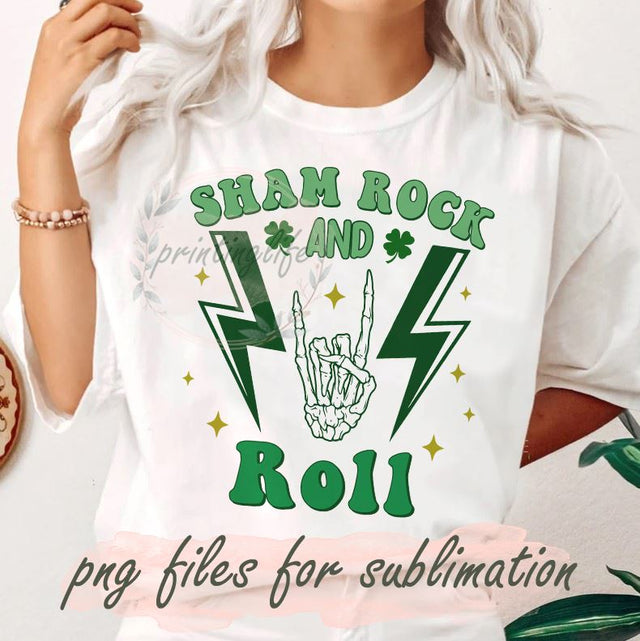 Sham Rock And Roll St Patrick's Day PNG, St Patrick's Day Png, Patrick's Day Png File, Retro St. Patty's Day Png, Sublimation Design Sublimation PrintingLife 