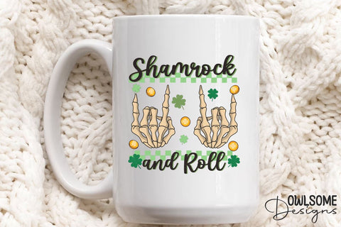 Shamrock And Roll Patricks Day PNG Sublimation Owlsome.Designs 
