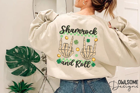 Shamrock And Roll Patricks Day PNG Sublimation Owlsome.Designs 