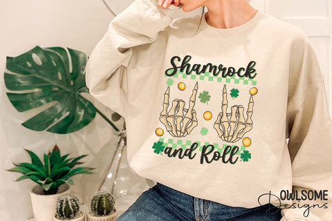 Shamrock And Roll Patricks Day PNG Sublimation Owlsome.Designs 