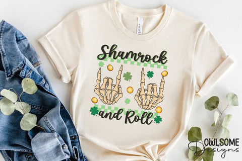 Shamrock And Roll Patricks Day PNG Sublimation Owlsome.Designs 