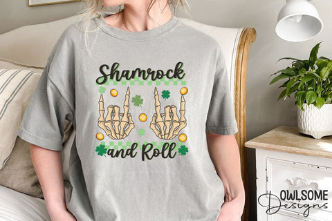 Shamrock And Roll Patricks Day PNG Sublimation Owlsome.Designs 