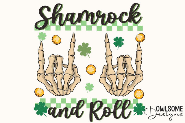 Shamrock And Roll Patricks Day PNG Sublimation Owlsome.Designs 