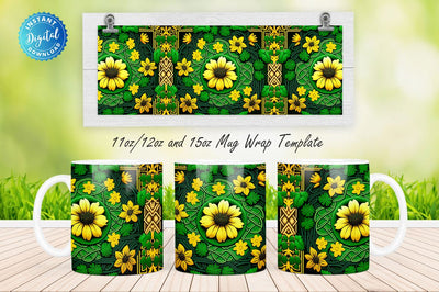 Shamrock And Sunflowers 11, 12 & 15 Oz Mug Sublimation Sublimation Regulrcrative 