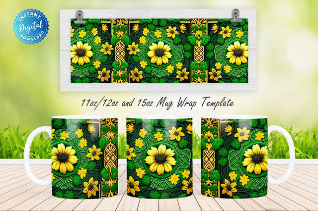 Shamrock And Sunflowers 11, 12 & 15 Oz Mug Sublimation Sublimation Regulrcrative 